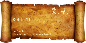 Kohl Aliz névjegykártya
